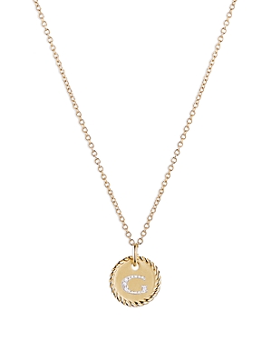 David Yurman Initial Charm Necklace With Diamonds In 18k Gold