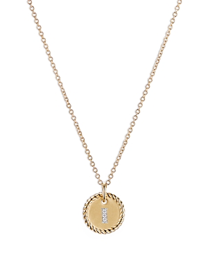 David Yurman Cable Collectibles Initial Pendant With Diamonds In Gold On Chain, 16-18