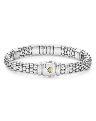 Sterling Silver & 18K Yellow Gold Caviar Diamond Link Bracelet