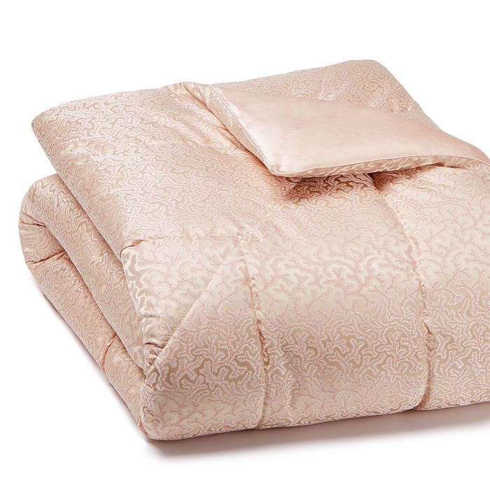 Gingerlily Coral Fern Eiderdown Coverlet, King In Pink