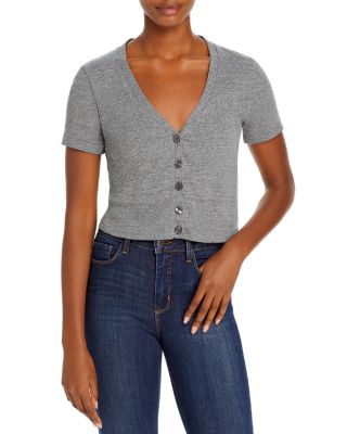 cropped rib cardigan