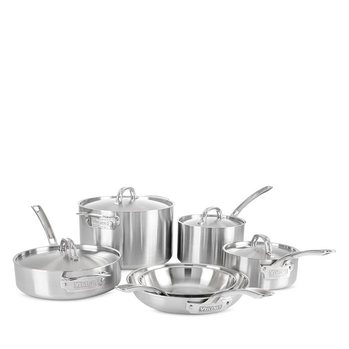 Viking Professional 5PLY Stainless Steel 10-Piece Cookware Set, Silver