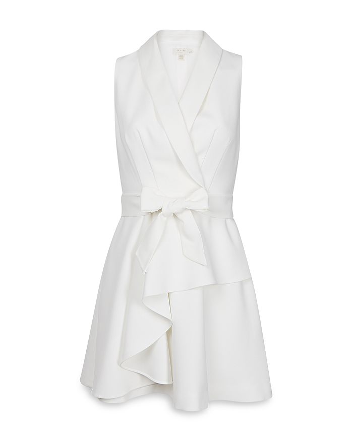 Ted Baker Laraaa Mock Wrap Tiered Mini Dress In White
