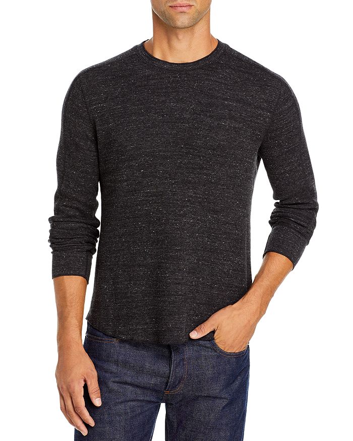 Vince Long Sleeve Waffle Knit Tee In Heather Charcoal