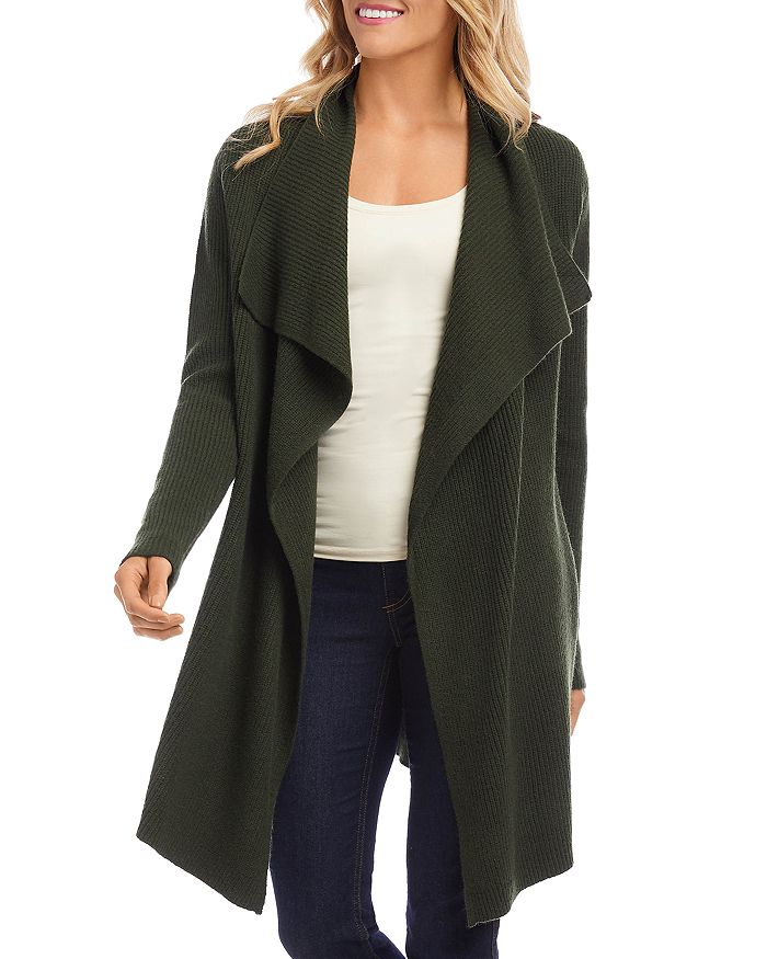 Karen Kane Drape Front Cardigan In Olive ModeSens