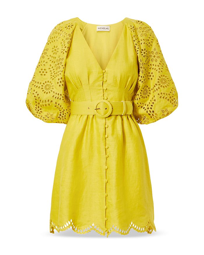 Nicholas Louise Eyelet Dress In Anise ("lime Green") | ModeSens