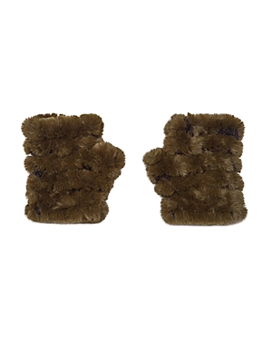 Jocelyn Mandy Faux Fur Knit Mittens In Olive
