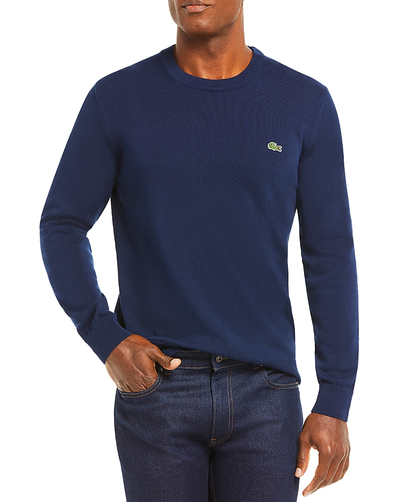 Lacoste Signature Logo Sweater In Blue