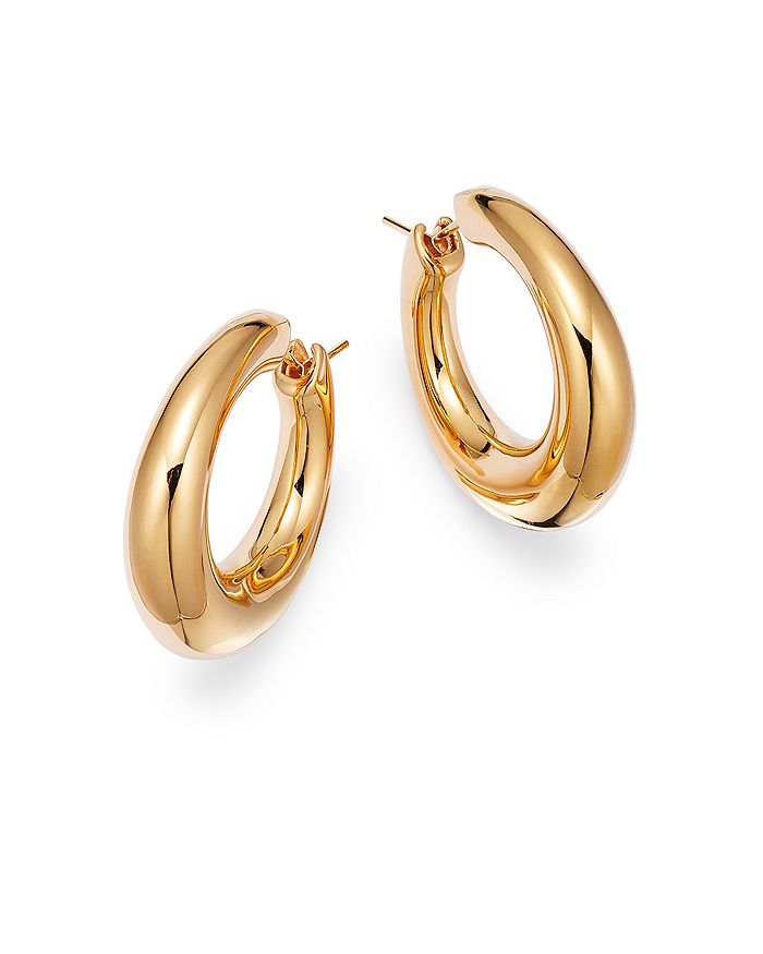 Tubular gold hoop earrings deals