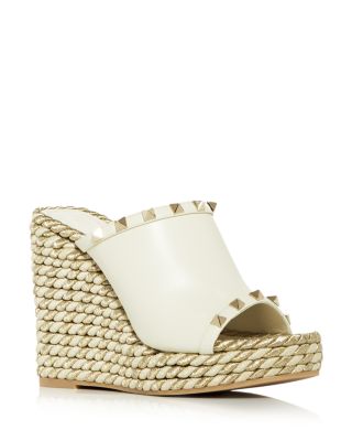 torchon rockstud leather wedge sandals