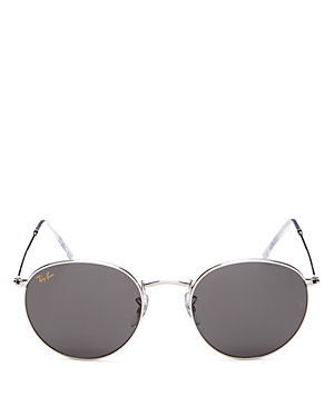 Ray Ban Ray-ban Unisex Icons Round Sunglasses, 53mm In Shiny Silver