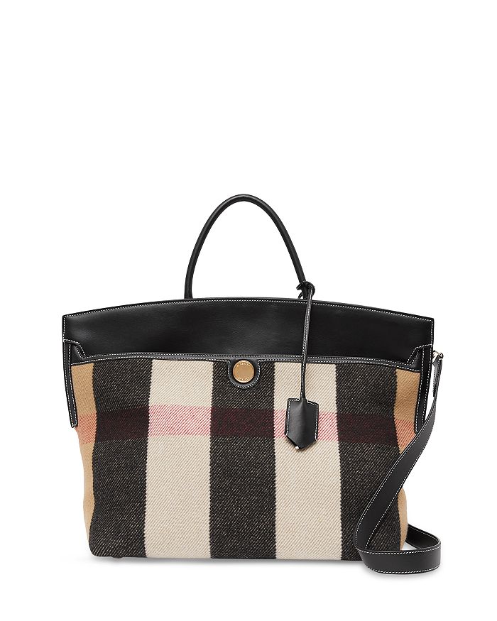 Burberry Check Merino Wool Cashmere Society Top Handle Bag | Bloomingdale's