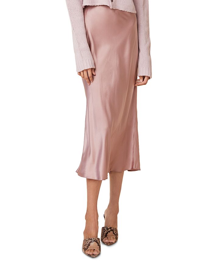Sablyn Miranda Silk Bias Cut Midi Skirt In Lilac