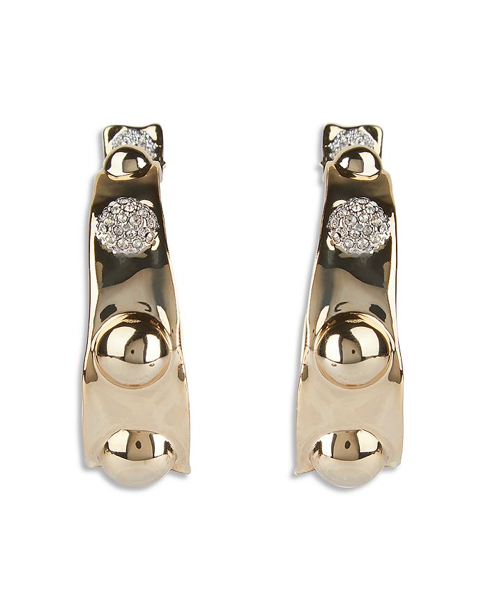 Alexis Bittar Pave Studded Open Hoop Earrings In Gold