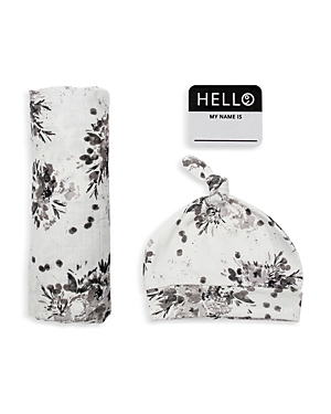 Lulujo Unisex 3 Pc. Hello World Floral Print Hat, Blanket & Name Tag Set - Baby Lulujo Unisex 3 Pc. Hello World Floral Print Hat, Blanket & Name Tag Set - Baby