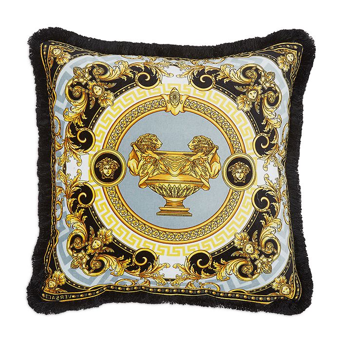 Shop Versace Le Vase Baroque Silk Decorative Pillow, 18 X 18 In Black/gray