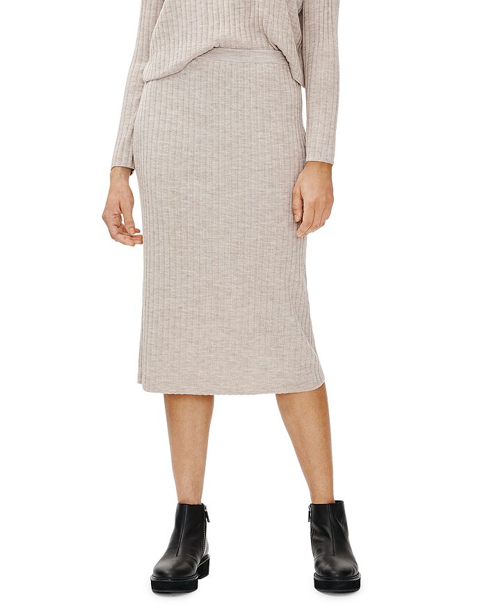 EILEEN FISHER RIBBED WOOL PULL ON SKIRT,F0SGX-S4219M