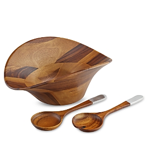 Nambe Ripple Salad Bowl with Two Servers