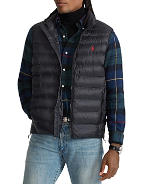 Polo Ralph Lauren Quilted Casual Vest With Stand-up Collar And Zippered Pockets In Black
