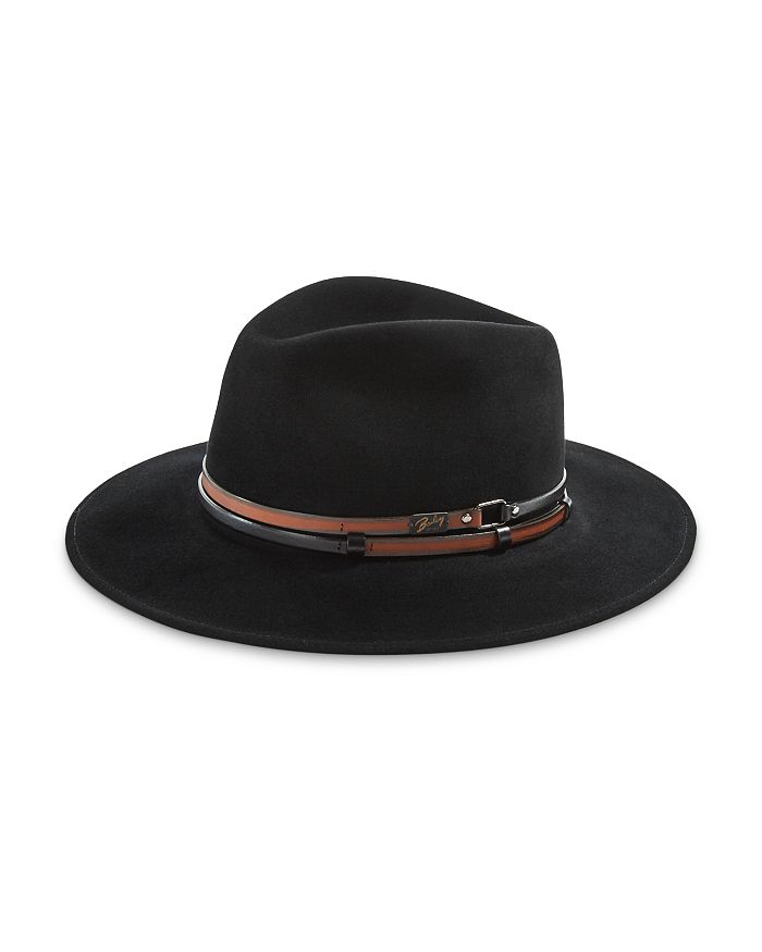 Bailey Of Hollywood Stedman Leather Trimmed Fedora Hat In Black