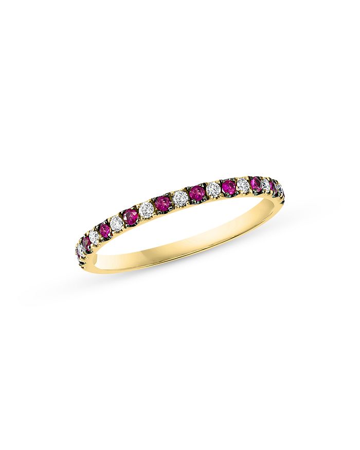 Bloomingdale's Ruby & Diamond Stacking Ring In 14k Yellow Gold - 100% Exclusive In Red/white