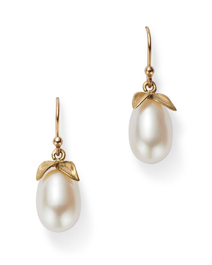 Annette Ferdinandsen Design 18k Yellow Gold Pearl Pear Earrings In White