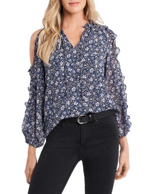 Image of 1.state Chateau Floral Print Cold Shoulder Top