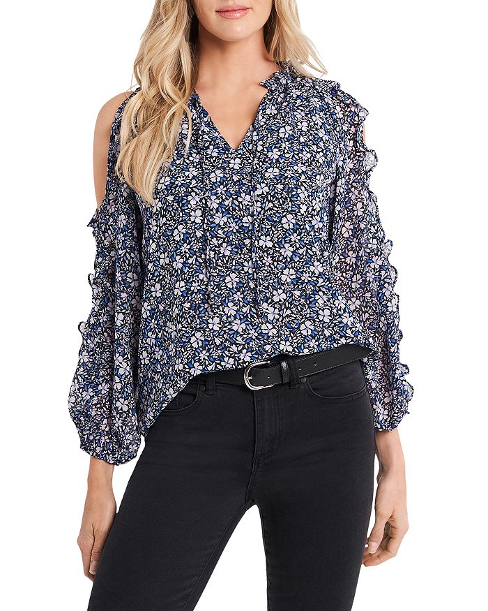 1.STATE Chateau Floral Print Cold Shoulder Top | Bloomingdale's