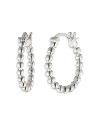 Bead Hoop Earrings in Sterling Silver