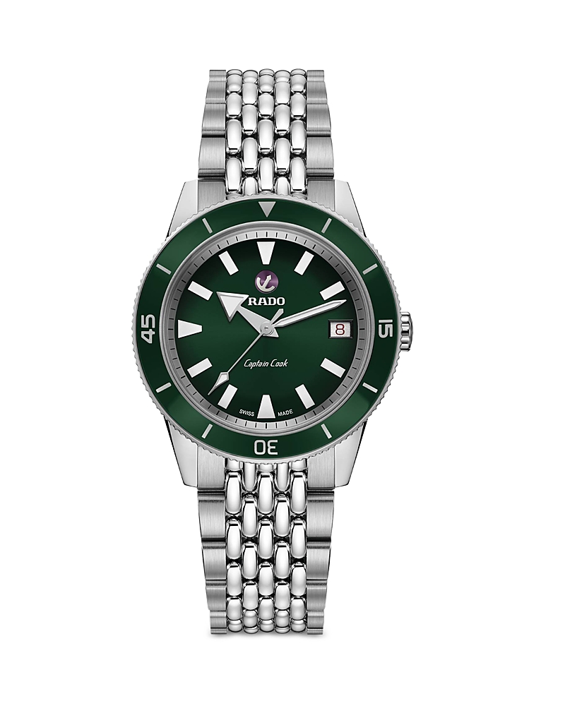 Rado Men's Swiss Automatic Hyperchrome Captain Cook Stainless Steel Bracelet Diver Watch 42mm In Green