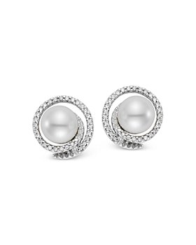 Mastoloni - 18K White Gold Cultured Freshwater Pearl & Diamond Spiral Earrings