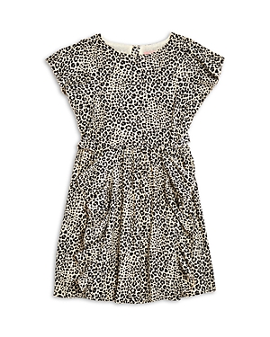 Bcbg Girls' Leopard Print Ruffled Crepe Dress - Little Kid In Black