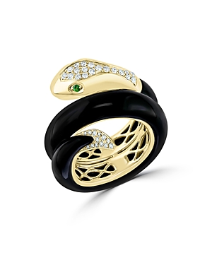 Bloomingdale's Onyx, Tsavorite & Diamond Snake Ring in 14K Yellow Gold - 100% Exclusive