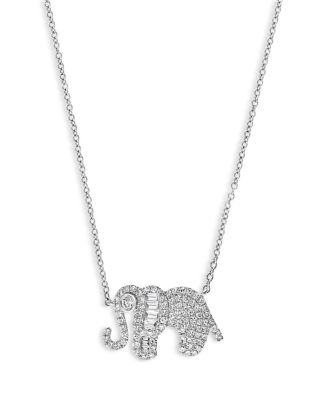 diamond elephant necklace white gold