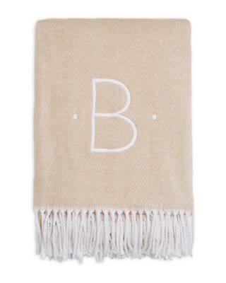 Matouk - Pezzo Monogrammed Fringe Throw Blanket
