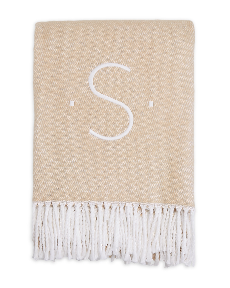 Matouk Pezzo Monogrammed Fringe Throw Blanket