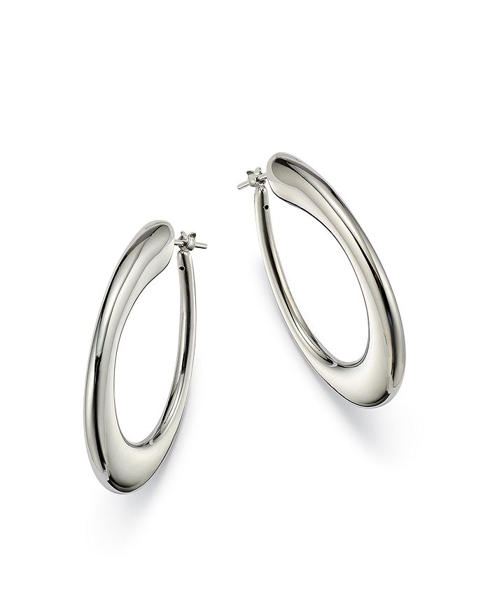 Roberto Coin 18k White Gold Oro Classic Oval Hoop Earrings | ModeSens