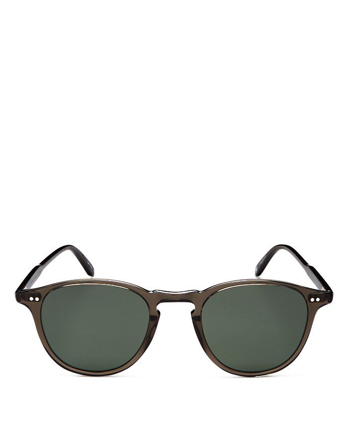 Garrett Leight Hampton Round-frame Sunglasses In Black Glass/semi-flat Pure G15