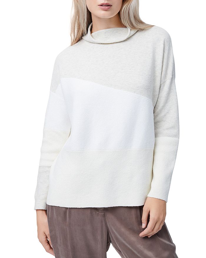 French Connection Colour Blocked Jumper In Light Oatmeal