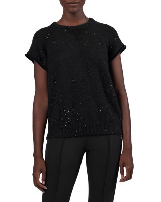 ATM Sequin Cardigan Sweater in Black 