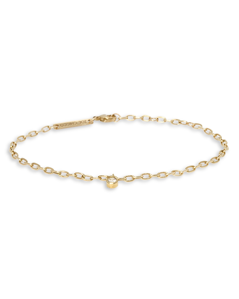 Zoë Chicco 14k Yellow Gold Diamond Dangle Oval Link Bracelet In Gold