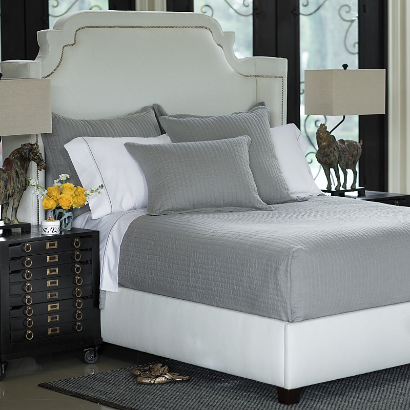 Lili Alessandra Tessa Quilted European Pillow In Light Gray