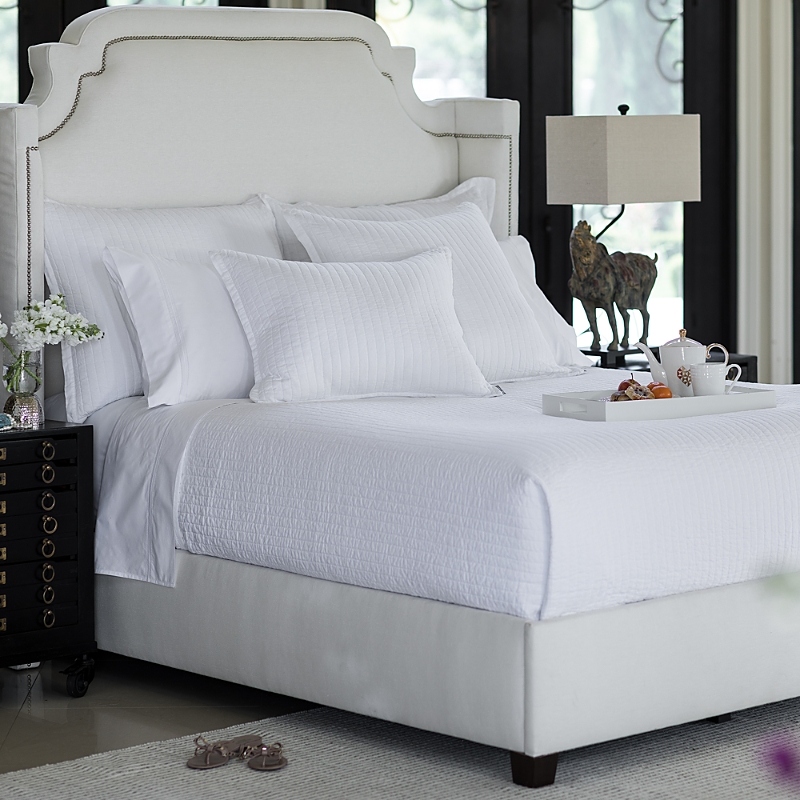 Lili Alessandra Tessa Quilted Linen Euro Pillow In White