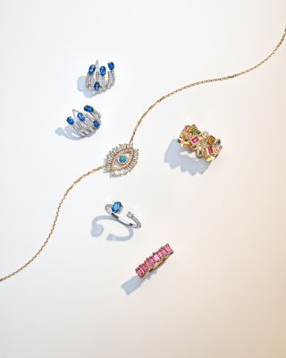 18K Yellow Gold Sleeping Beauty Turquoise & Diamond Evil Eye Pendant Necklace, 16-18"