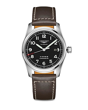 Shop Longines Spirit Watch, 42mm In Black/brown