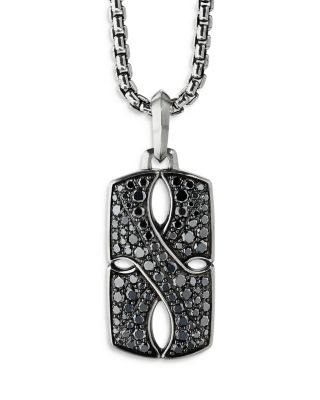 Sterling Silver Armory&reg; Tag with Pav&eacute; Black Diamonds