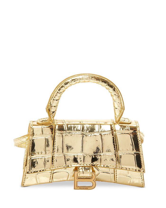 Balenciaga Hourglass Mini Embossed Leather Top Handle Gold/gold | ModeSens