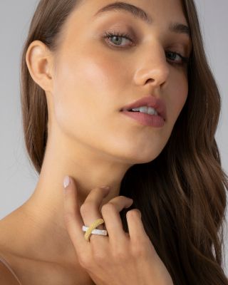 Sterling Silver & 18K Yellow Gold Caviar Lux Diamond Ring