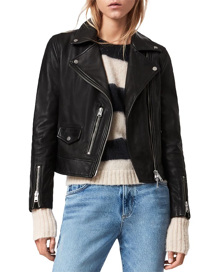 Allsaints Kara Leather Moto Jacket In Black