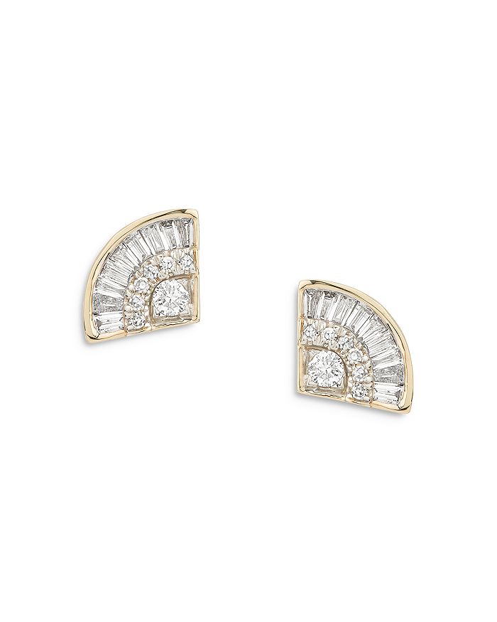 Adina Reyter 14k Yellow Gold Diamond Deco Stud Earrings